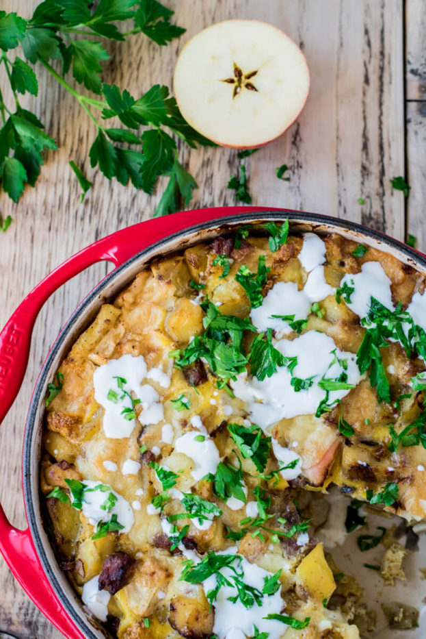 Himmel und Erde neu interpretiert: Kartoffel-Apfel-Tortilla