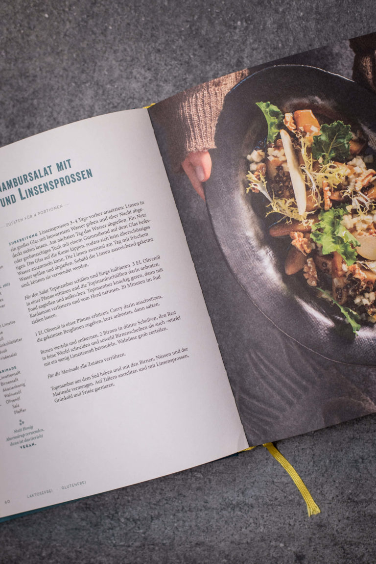Topinambur-Salat mit Berglinsen und Nüssen | schmecktwohl